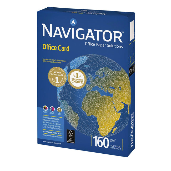 Navigator - Papel fotocopia Tarjeta A3 160gr blanco 250 hojas | 5 piezas