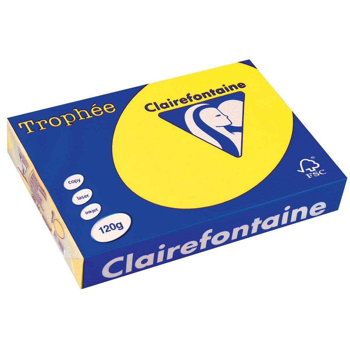 Clairefontaine - Trophée Intens, colored paper, A4, 120 g, 250 sheets, sunset yellow