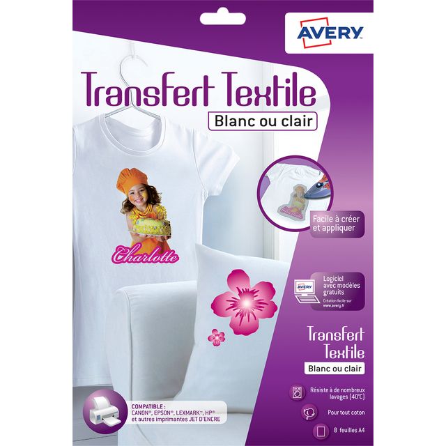 Avery - Transfert T-shirt C9405-8 A4 8 feuilles