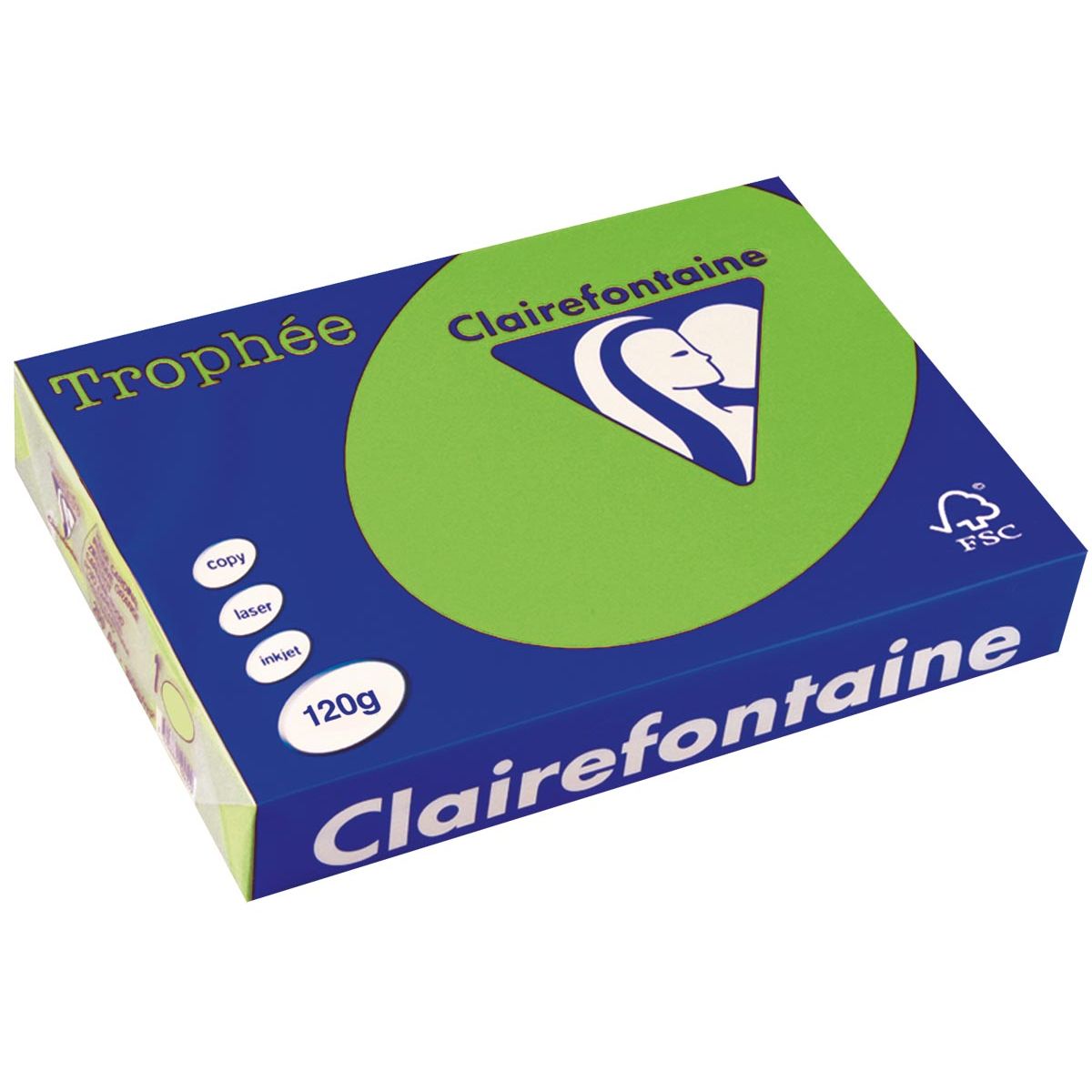 Clairefontaine - Trophée Intens, colored paper, A4, 120 g, 250 sheets, grass green