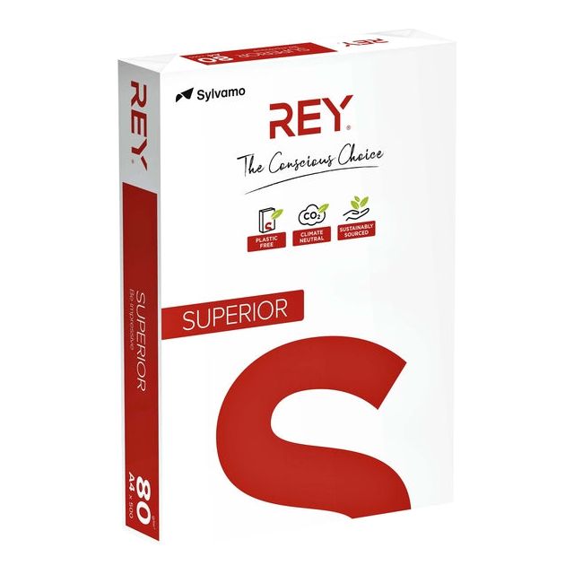 Rey - Copier Paper Superior A4 80gr White | Pak une feuille de 500 | 5 pièces