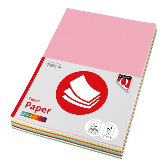 Quantore - Kopieerpapier A4 80gr 10kleuren x25vel 250vel