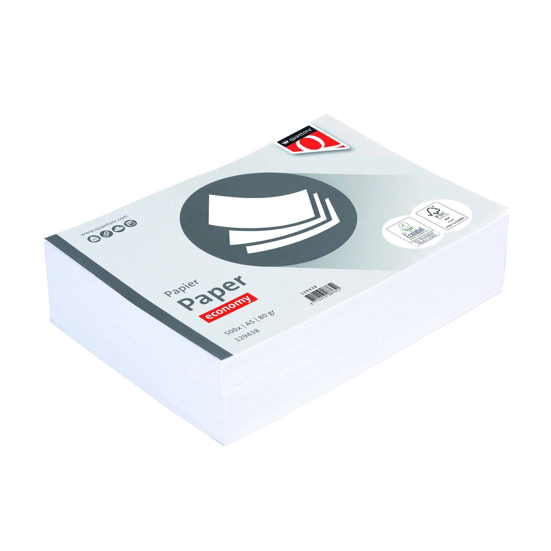 Quantore - Papier copie Economy A5 80gr blanc 500 feuilles | 10 pièces