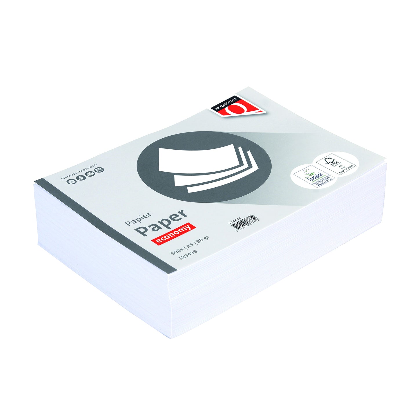 Quantore - Papel de copia Economy A5 80gr blanco 500 hojas