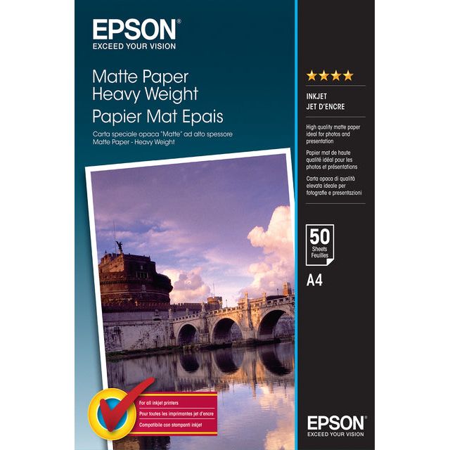 EPSON - Papier à jet d'Ink Epson S041256 A4 167gr Mat | Pack de 50 draps