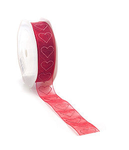 Ribbon glitzernde Herzen warm rote 10mx25mm