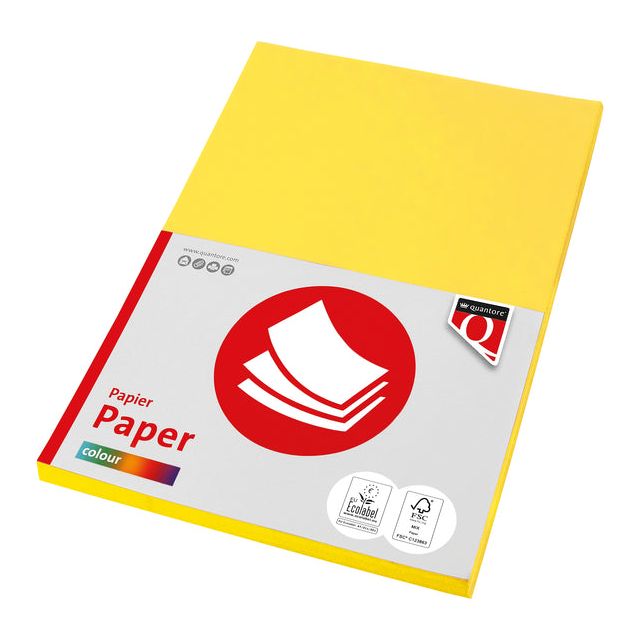 Quantore - Kopieerpapier A4 80gr geel 100vel | 10 stuks