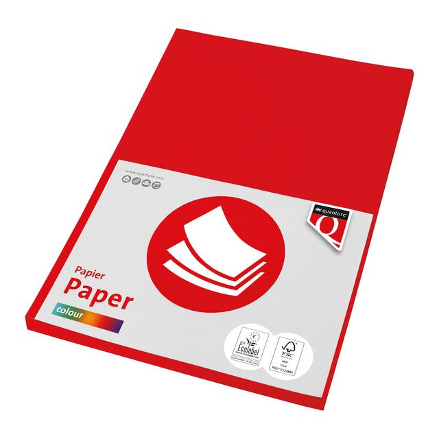 Quantore - Kopieerpapier A4 80gr felrood 100vel | 10 stuks