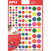 Apli Kids - Autocollants amovibles pour enfants, cercle, blister de 624 pièces de couleurs et tailles assorties