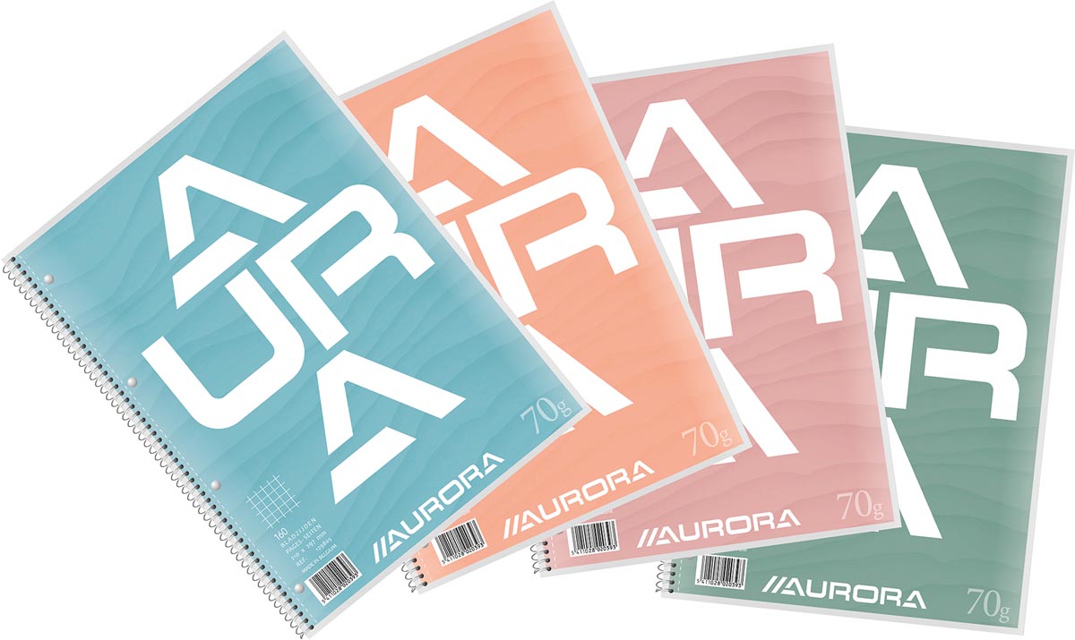 Aurora - Bloc de notas A4, 70 g/m², cuadriculado 5 mm, 80 hojas