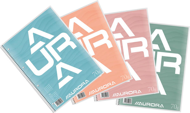 Aurora - Blocco per lezioni A4, 70 g/m², quadretti 5 mm, 80 fogli
