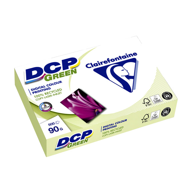 CLAIREFONTAINE - PAPE LASER CLAIREFONTAINE DCP GREEN A4 90GR BLANC | Pak une feuille de 500 | 5 pièces