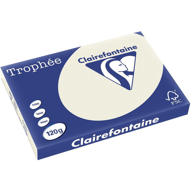 Clairefontaine - Trophée tel, gekleurd papier, A3, 120 g, 250 vel, parelgrijs