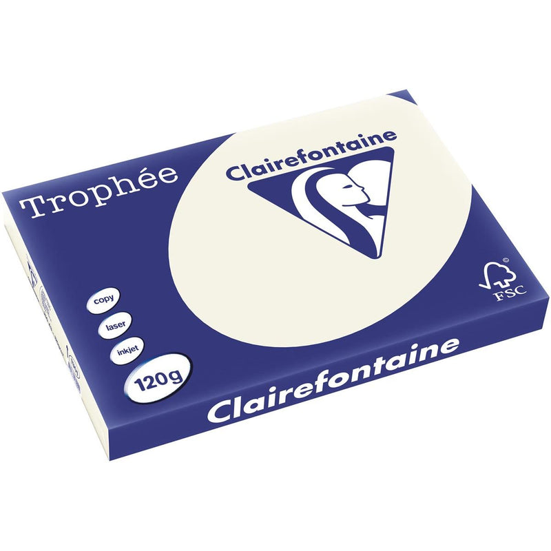 Clairefontaine - Trophée tel, colored paper, A3, 120 g, 250 sheets, pearl gray