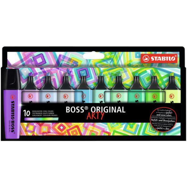 STABILO - BOSS ORIGINAL markeerstift Arty, kartonnen etui van 10 stuks in geassorteerde kleuren