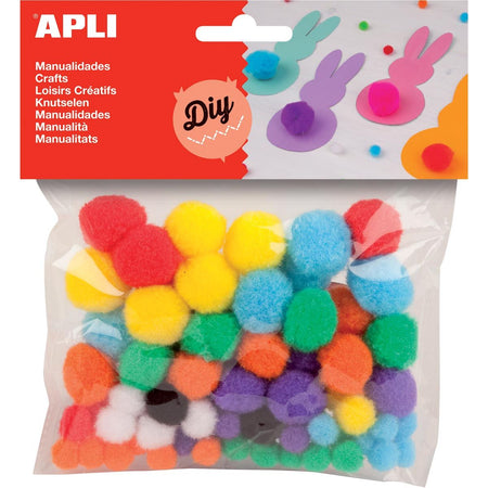 Apli - pompoms, bag with 78 pieces in assorted colors
