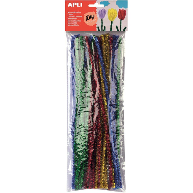 Apli -  chenilledraad, blister met 50 stuks in geassorteerde glossy kleuren