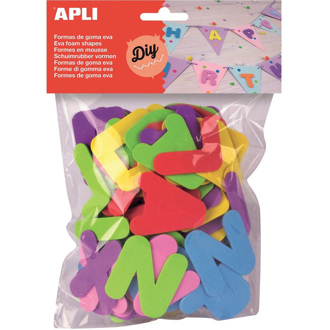 Apli -  Kids schuimrubber letters, blister met 104 stuks in geassorteerde kleuren