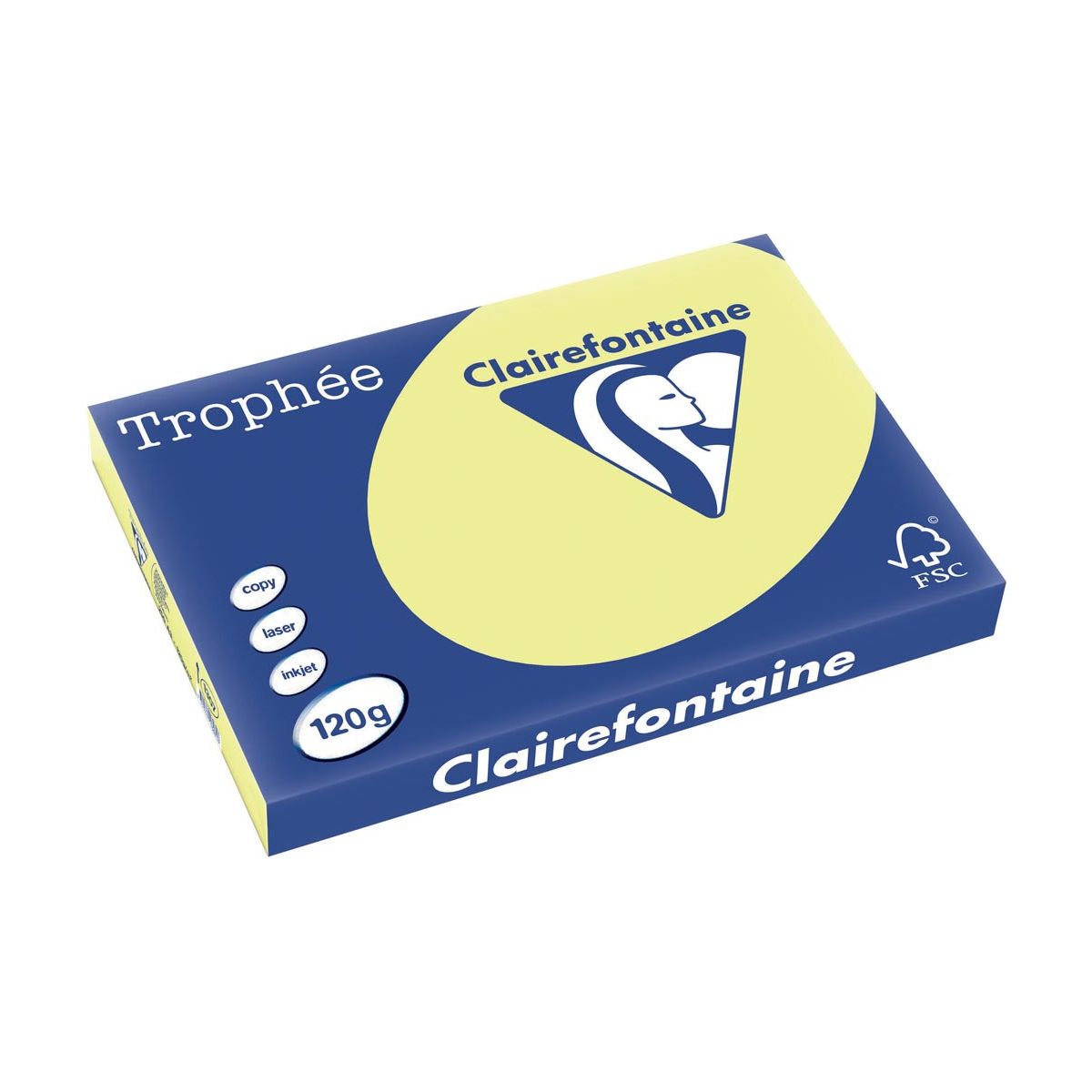 Clairefontaine - Trophée tel, gekleurd papier, A3, 120 g, 250 vel, citroengeel