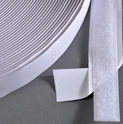 Klika - Bande Velcro autocollante 20mm blanche boucle de 10 mètres