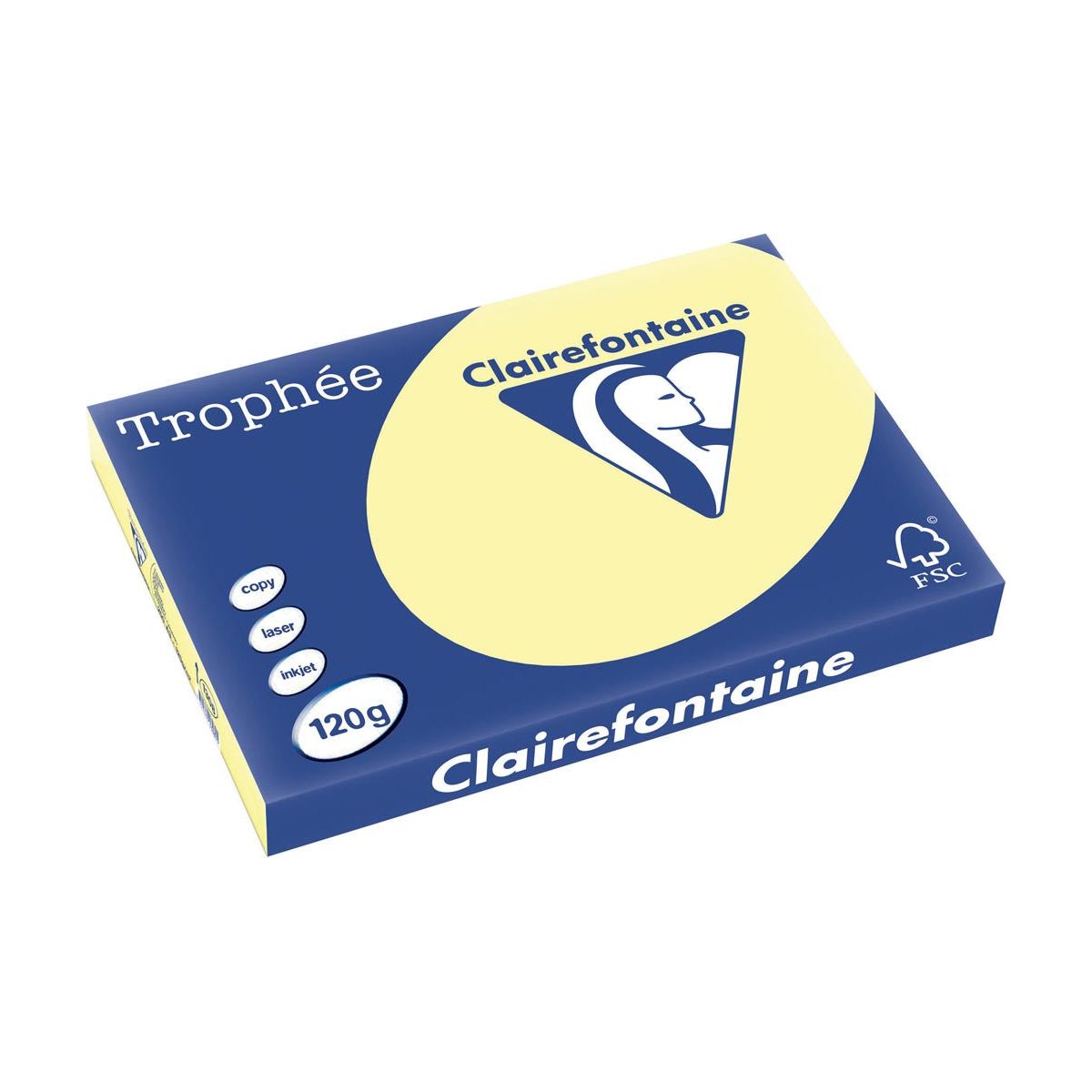 Clairefontaine - Trophée Tel, farbiges Papier, A3, 120 g, 250 Blech, Kanarischer Gelb