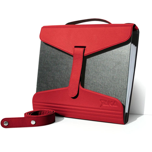 YAKA -   mappendrager, rood leder