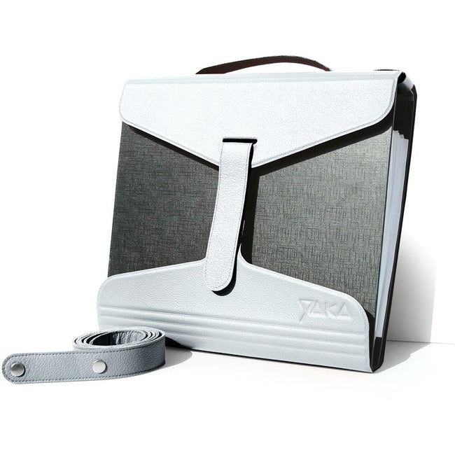 YAKA -   mappendrager, wit leder