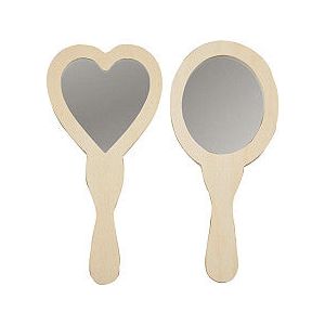 CreoTime - Hand Mirror Crea Com Hart en ovale 23-24cm Bois | 5 pièces