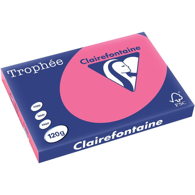Clairefontaine - Trophée Intens, farbiges Papier, A3, 120 g, 250 Blatt, Fuchsia