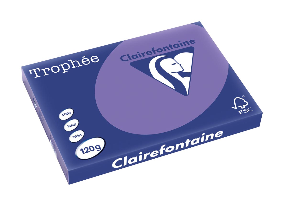 Clairefontaine - Trophée Intens, farbiges Papier, A3, 120 g, 250 Blatt, violett