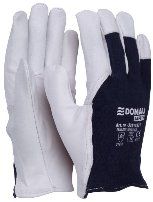 DONAU SAFETY -   werkhandschoenen, wit-blauw, S, maat 7