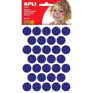 Apli -  Kids stickers, cirkel diameter 20 mm, blister met 180 stuks, blauw