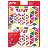 Apli Kids - Autocollants amovibles pour enfants, triangle, blister de 720 pièces de couleurs et tailles assorties