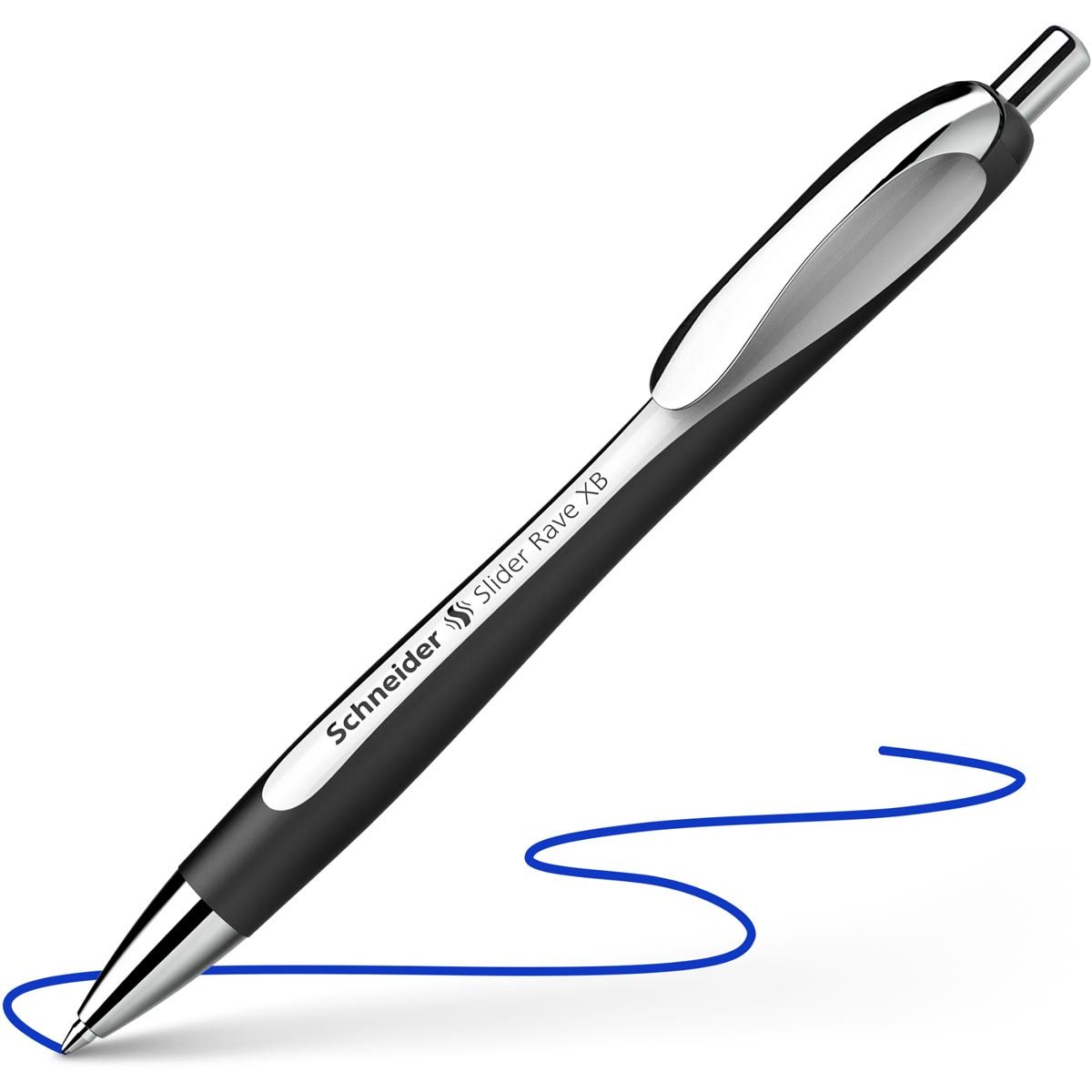 Schneider -  balpen Slider Rave, extra breed, blauwe inkt, wit/zwart