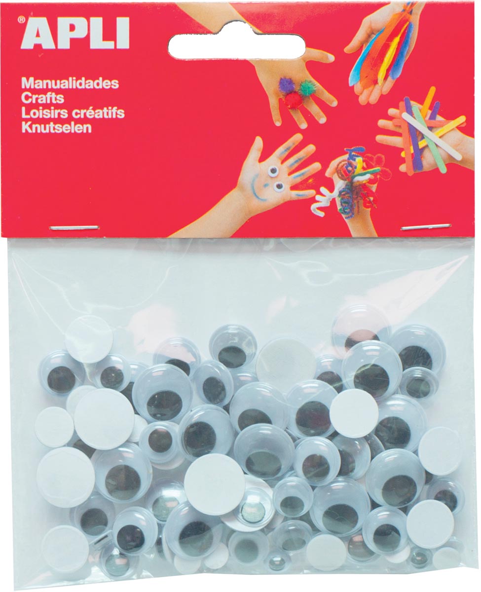 Apli - self-adhesive craft eyes, round, blister with 100 pieces