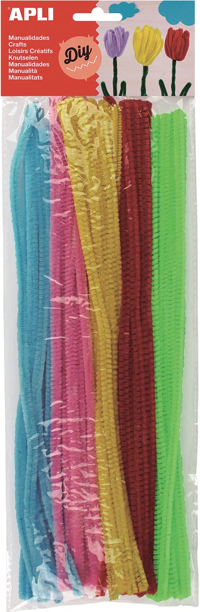 Apli - chenille wire, blister with 50 pieces in assorted fluorescent colors