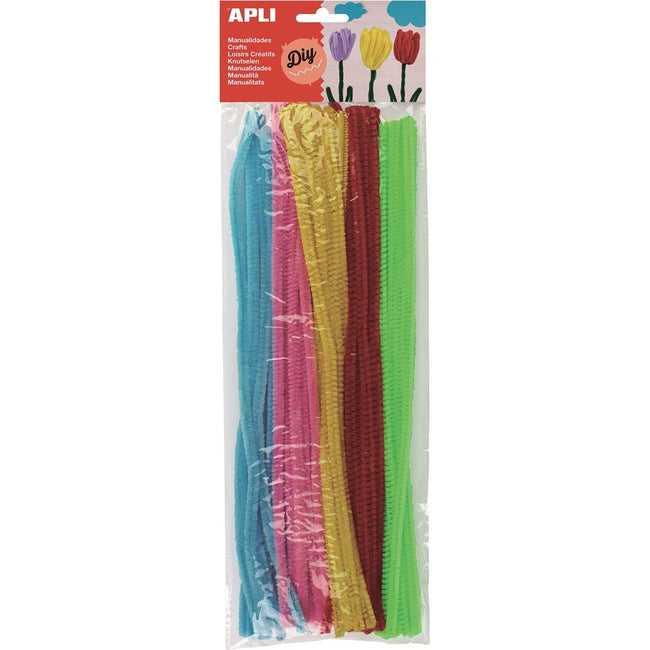 Apli -  chenilledraad, blister met 50 stuks in geassorteerde fluo kleuren
