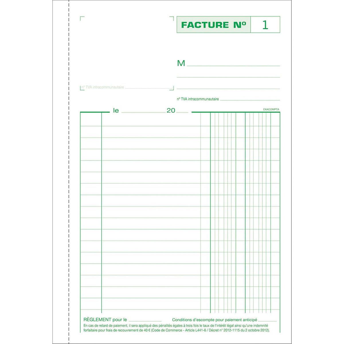 Exacompta - facturen, ft 21 x 14,8 cm, tripli, franstalig