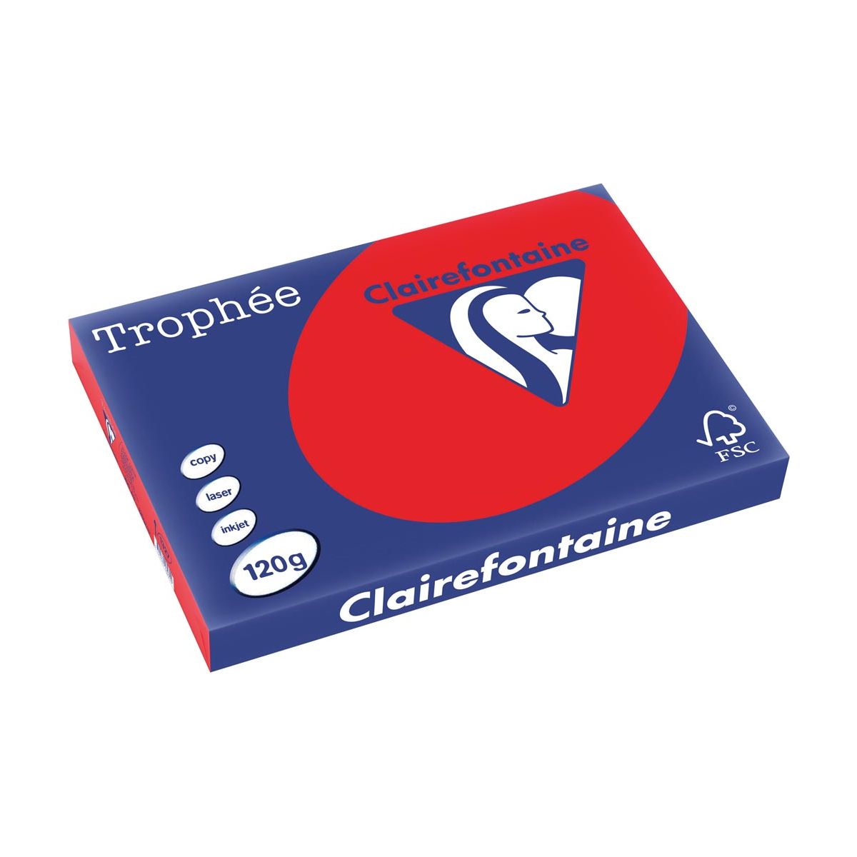 Clairefontaine - Trophée Intens, gekleurd papier, A3, 120 g, 250 vel, koraalrood