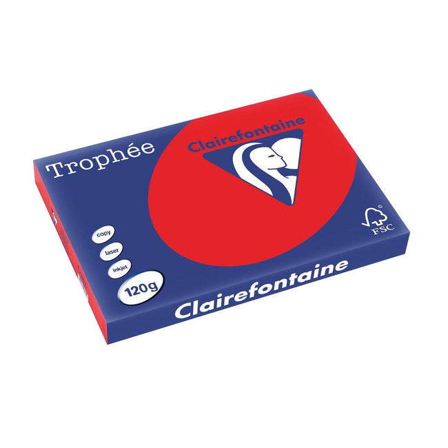 Clairefontaine -  Trophée Intens, gekleurd papier, A3, 120 g, 250 vel, koraalrood