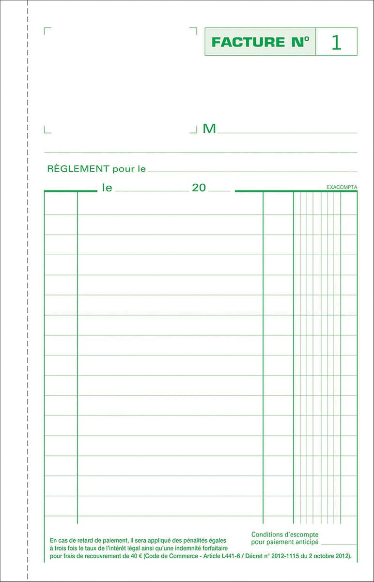 Exacompta - facturen, ft 21 x 13,5 cm, tripli, Franstalig