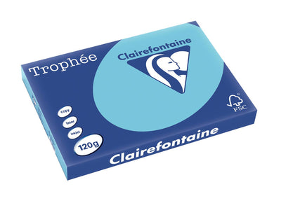 Clairefontaine - Trophée tel, colored paper, A3, 120 g, 250 sheets, bright blue
