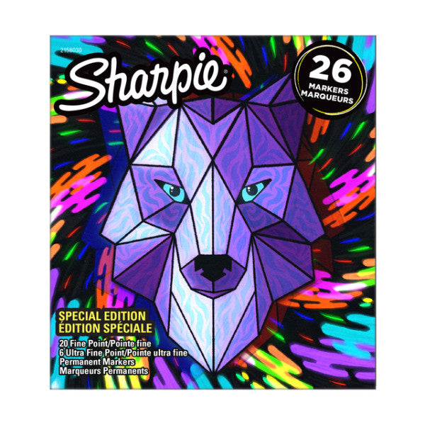 Sharpie - Pack de loup de marqueur permanent, fine, cloque de 26 pièces, assorti