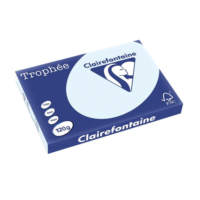 Clairefontaine - Trophée tel, papel de color, A3, 120 g, 250 hojas, azul celeste