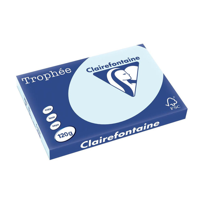 Clairefontaine - Trophée Tel, papier coloré, A3, 120 g, 250 feuilles, bleu azur