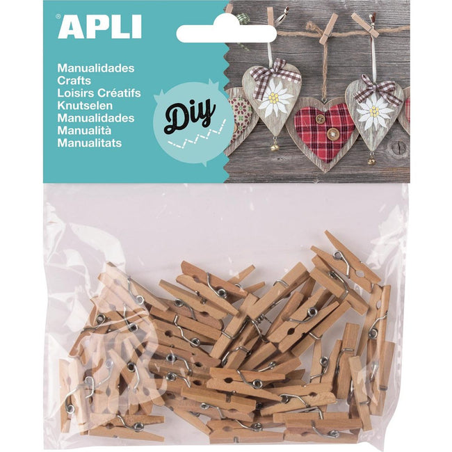 Apli - houten mini wasknijpers, blister met 45 stuks