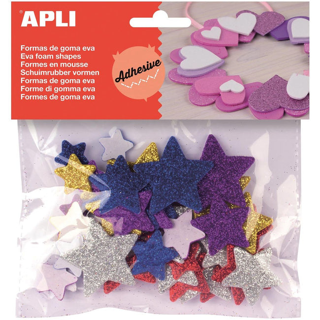 Apli -  Kids zelfklevende glitter sterren, blister met 50 stuks