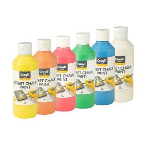 Creall - Stoepkrijtverf creall chalk paint 6 kleuren 250ml | Set a 6 fles