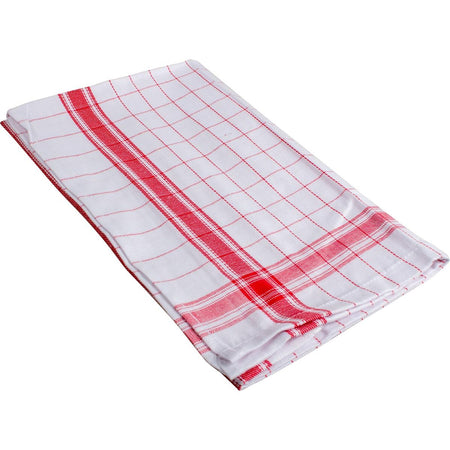 Klika -  Handdoek Adalynne, ft 50 x 70 cm, geruit, rood, pak van 3 stuks
