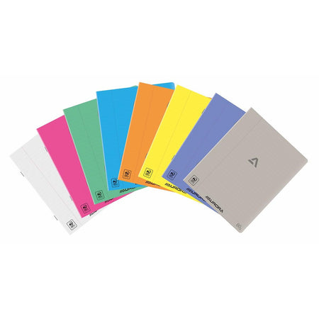 Aurora - Quaderno Writing 80, pinzato, a righe + margine, 72 pagine, A5, PP trasparente